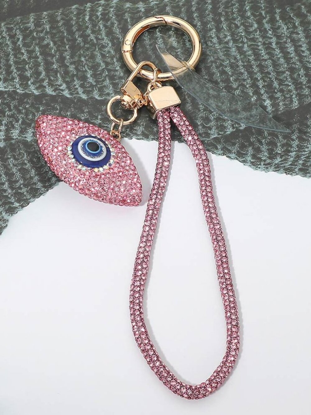 Bling Studded Evil Eye Charm Keychain Bag Charm Phone Holder